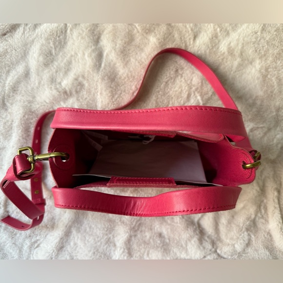 NWT Madewell The Sydney Leather Crossbody Bag Rosy Hibiscus Pink 🌺 - Picture 7 of 12